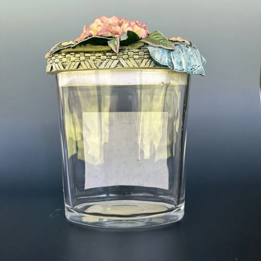 onial Candle Peony Floral Lid Glass Jar Candle Container USA - Picture 2 of 10